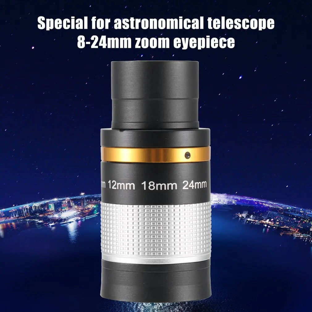 Telescope Accessories 8-24mm Zoom Eyepiece Full Metal Continuous Zoom Broadband Green Film with Optical Glass Zoom Lens Manual