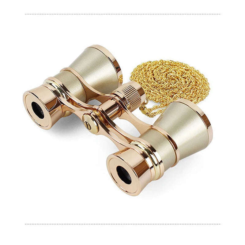 Opera Theater 3 x 25 Classic Foldable  Glasses Binoculars Metal Body  Optical Lens Theater Telescope Retro Design Women Gifts