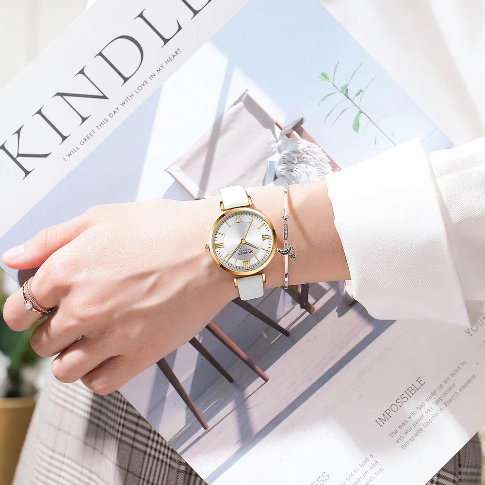 NEW CURREN Watches Women's Quartz Leather Wrsitwatches Fashionable Classic Clock with box