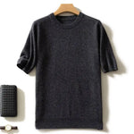 Fashion Menswear 100% Goat Cashmere 2021 Man O-Neck Pullovers Winter Sweaters Knitted Half Sleeve Hot Sale Standard Male Tops