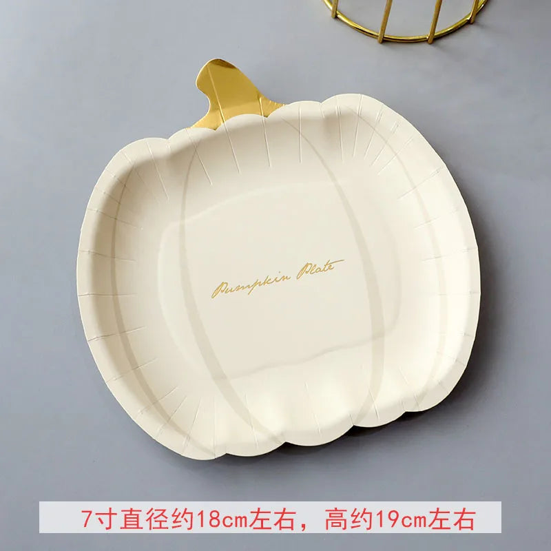 Halloween Thanksgiving Disposable Tableware White Paper Plates Halloween Pumpkin Party Supplies Birthday Party Decor