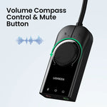 UGREEN Sound Card USB Audio Interface External 3.5mm Microphone Audio Adapter Soundcard for PC Laptop PS4 Headset USB Sound Card