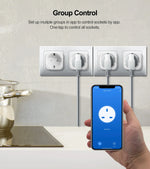 GIRIER Tuya Smart Wifi Plug 20A Remote Control Smart Socket Outlet EU Power Monitor Timer Function Works with Alexa Google Home