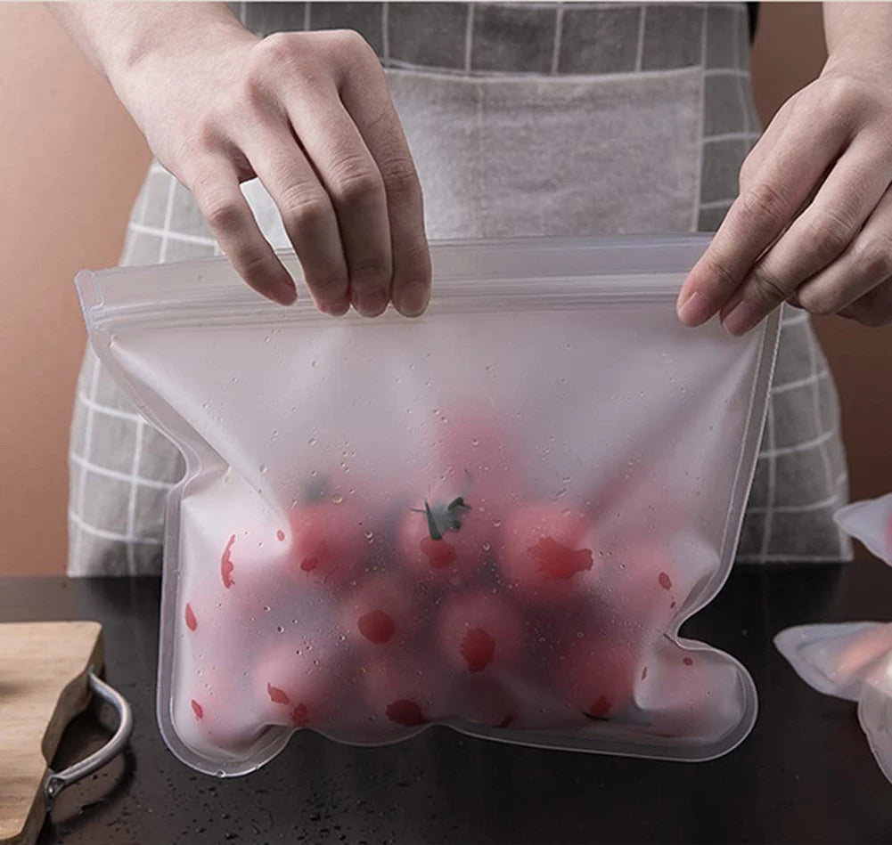 Reusable Silicone Food Storage Bags – Leakproof, Stand-Up, Zip Shut