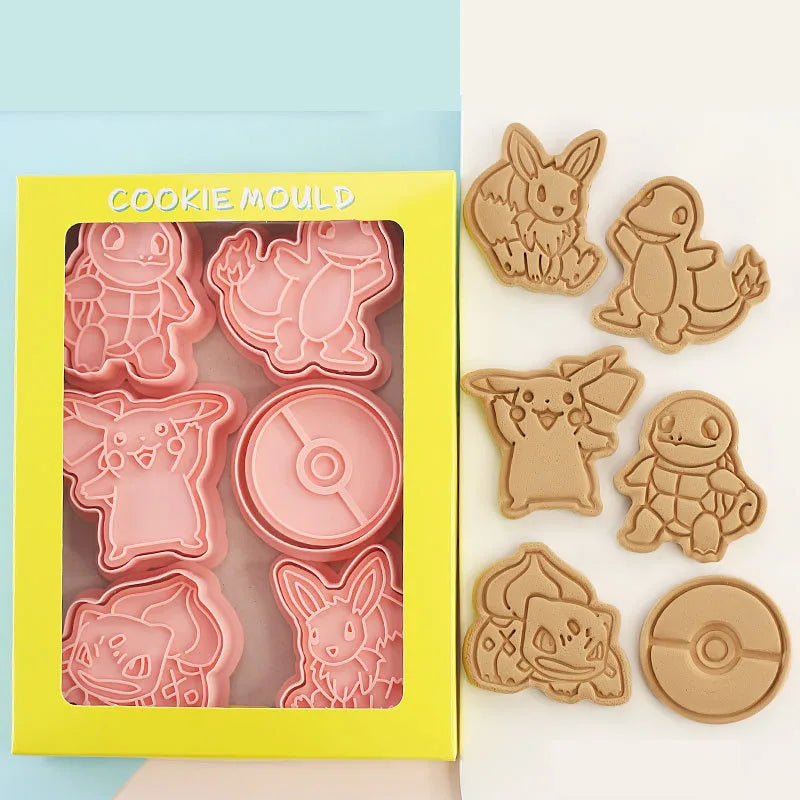 New 6pcs/Set Pokemon Figures Cookie Cutters Cartoon DIY Bakery Mold Biscuit Press Stamp Embosser Sugar Pasty Cake Mould Toys