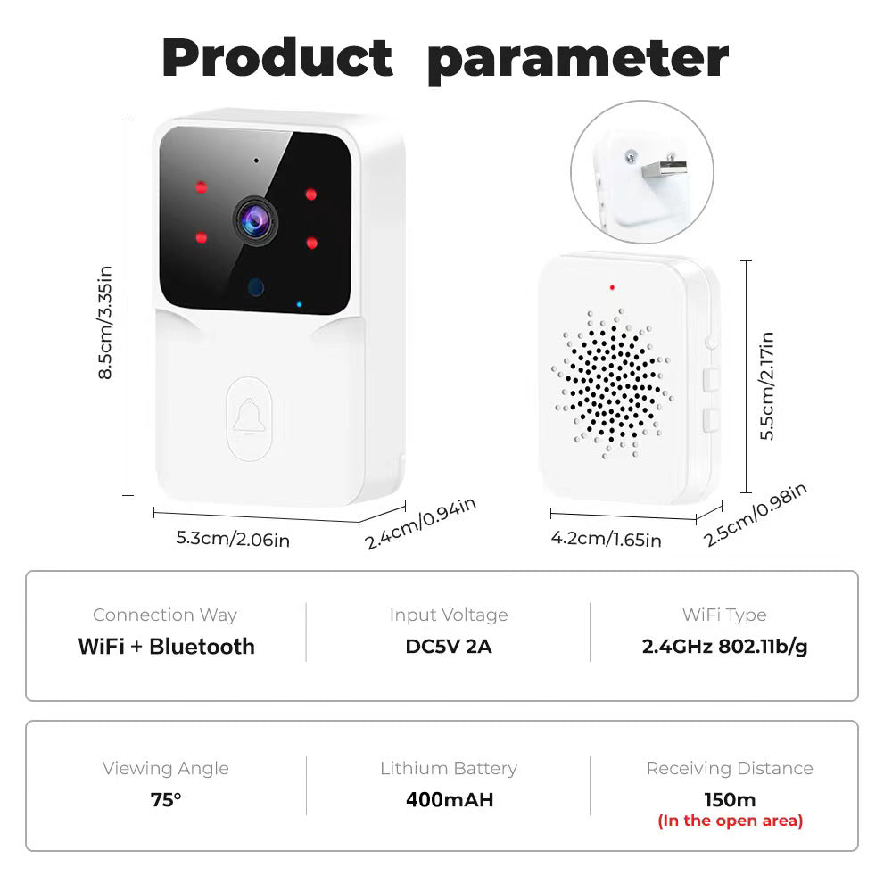WiFi Video Doorbell Wireless HD Camera IR Alarm Security Smart Home Door Bell WiFi Intercom for Home