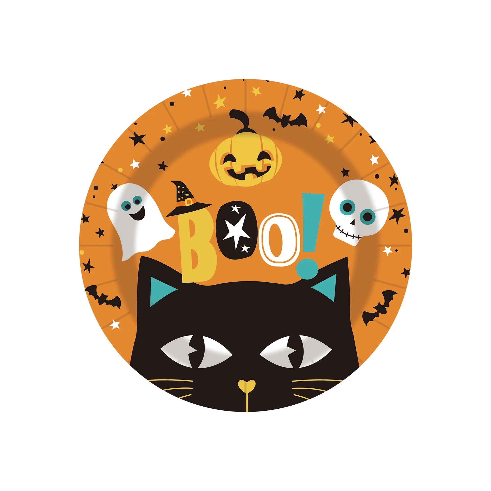 Halloween Black Cat Pumpkin Ghost Theme Festival Disposable Paper Plate Paper Cup Napkin Party Supplies