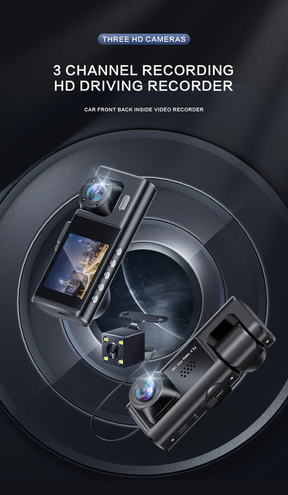 1080P Dual camera Dash Cam for cars,Front And Inside,car camera with IR Night Vision,Loop Recording,wide angle Car DVR Came