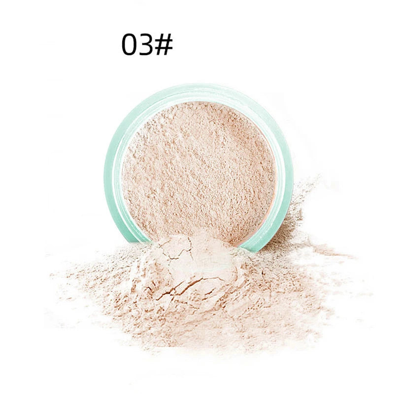 3 color facial loose powder, waterproof oil control honey powder, long-lasting makeup powder with powder puff