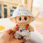 For 15cm cute mini labubu clothes  Kawaii Cartoon Bib Pants  With matching shoes Labubu Accessories