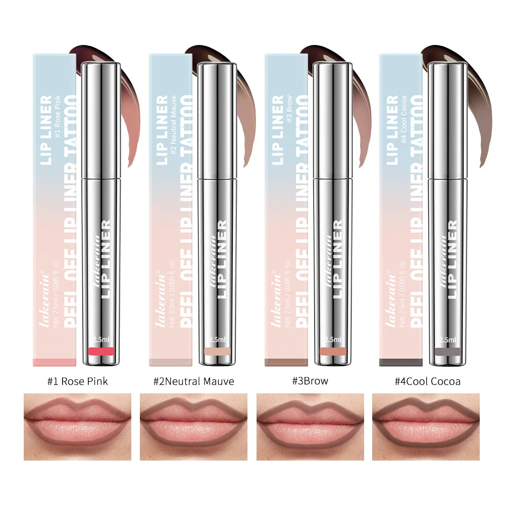 4 Colors Peel Off Lip Liner Waterproof Transfer-proof Lipstic Tattoo Waterproof Long Lasting Matte Velvet Lip Tint Sexy Red Cont