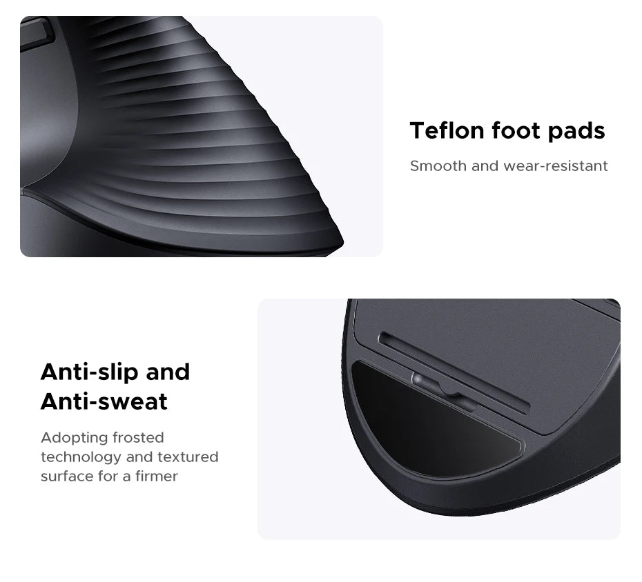 UGREEN Vertical Wireless Mouse 2.4G Ergonomic 4000DPI 6 Mute Buttons for MacBook Tablet Laptops Computer PC Mice Black Pink