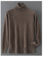 Men's 100% Pure Wool Pullover Sweater For Autumn Winter High Collar Knitted Long Sleeved Loose Solid Color Casual Simple Warmtop