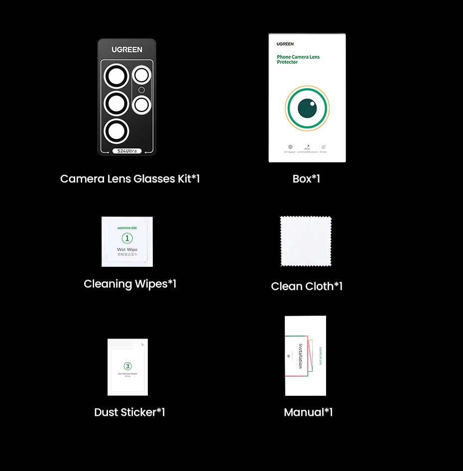 UGREEN Camera Lens Protector for Samsung Galaxy S24 Ultra Full Lens Glass for Samsung S24 Ultra Protective Film