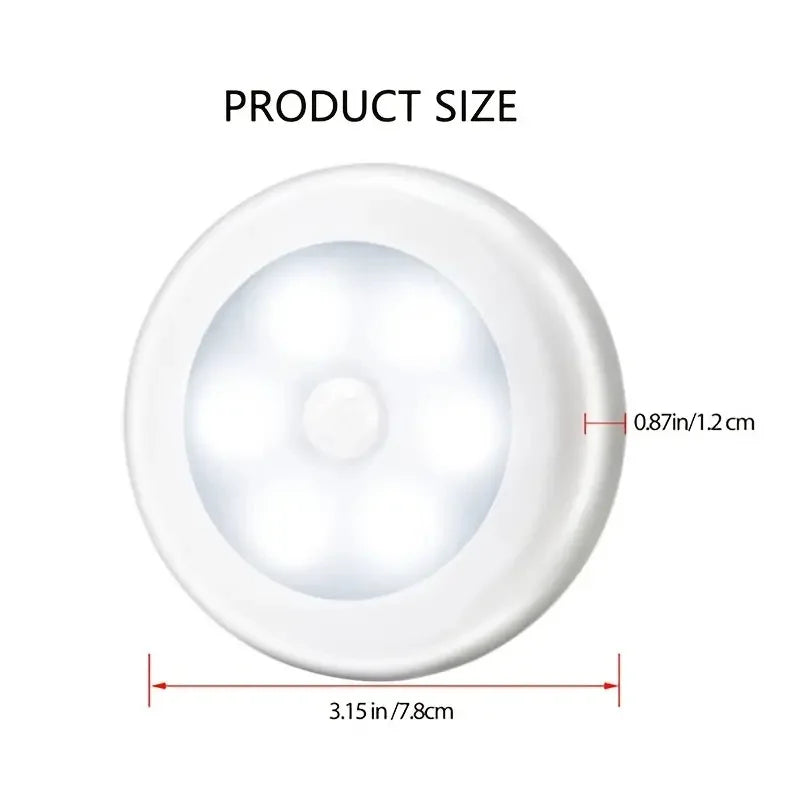 1/3pcs 6 LED Motion Sensor Night Light Wireless Wall Puck Lamp for Closet, Under Cabinet, Stair, Step, Hallway