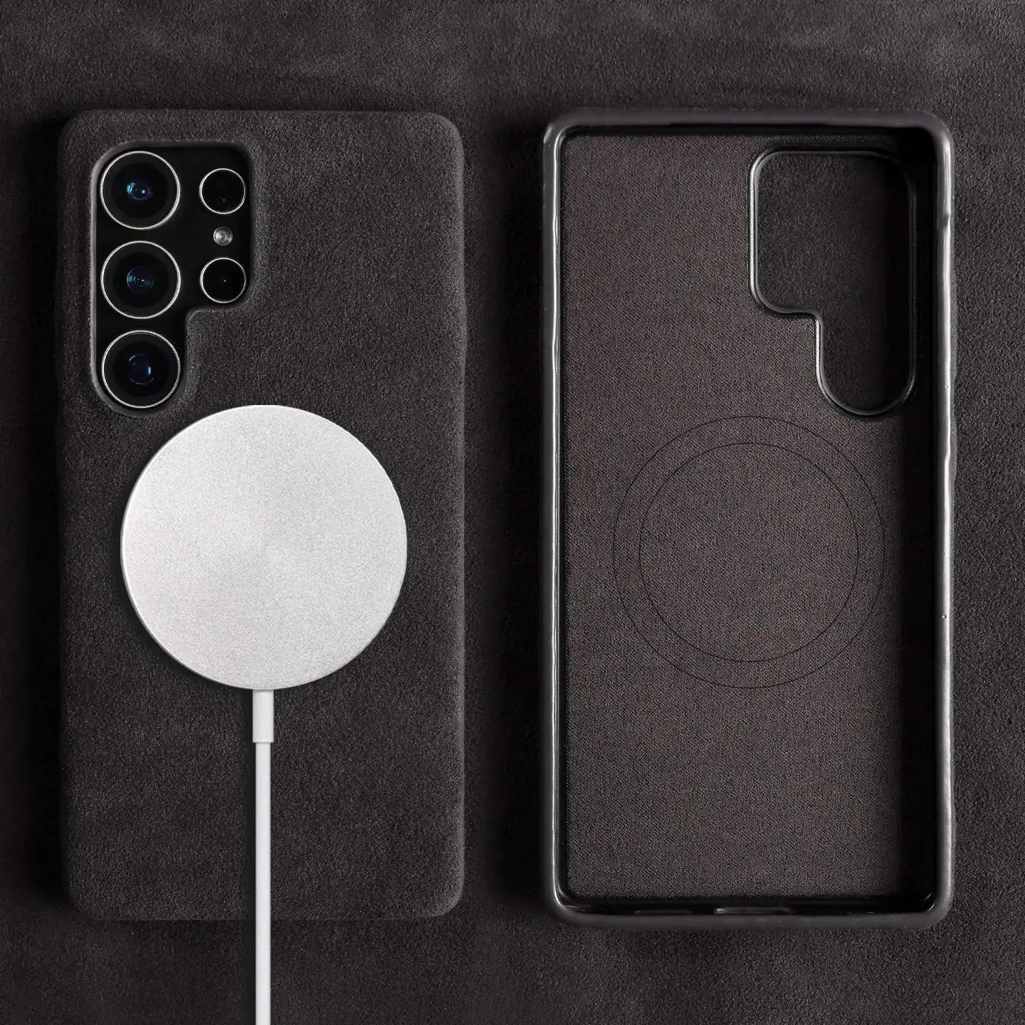 Full Coverage Magnetic ALCANTARA Case For Samsung Galaxy S25 Ultra S24 S23 S21 for Magsafe Artificial Leather Suede Phone Cover