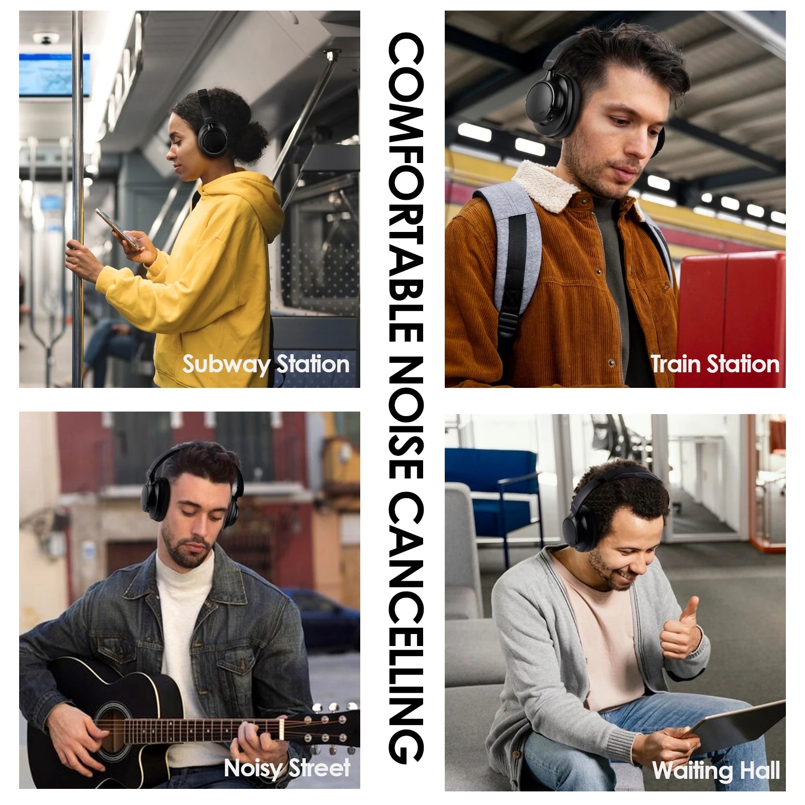 Siindoo New JH-ANC630 Active Noise Cancelling Wireless Headphones Over Ear Bluetooth earphones with Mic 70H Playtime Clear Calls