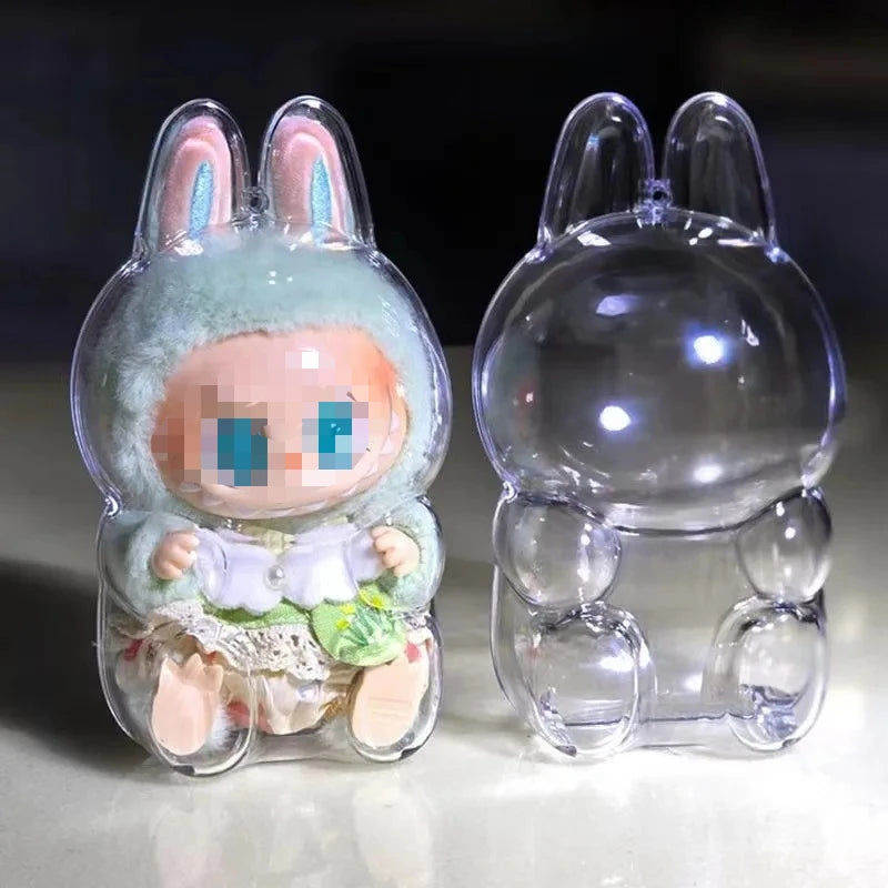 Transparent Protective Cover for Labubu Monster Toy Elf Doll Cover Storage Box Cute Elf Plushie Display Cover for Party Dolls