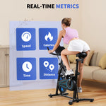 Formill QK116 Indoor Magnetic Spinning Bike, 6KG Flywheel Home Exercise Bike with LCD Display, Adjustable Resistance, Quiet Belt