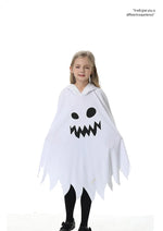 Halloween Kids Cosplay Costume White Black Luminous Ghost Luminous Face Cape Shawl Party Dress-Up Costume Boys Cape Girl Skirt