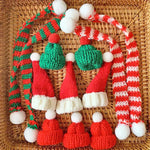 Mini Santa Knitted Hat & Scarf Small Christmas Costume for Cat Rabbit Doll Lollipop Bottle Cap DIY Xmas Party Dinner Decoration