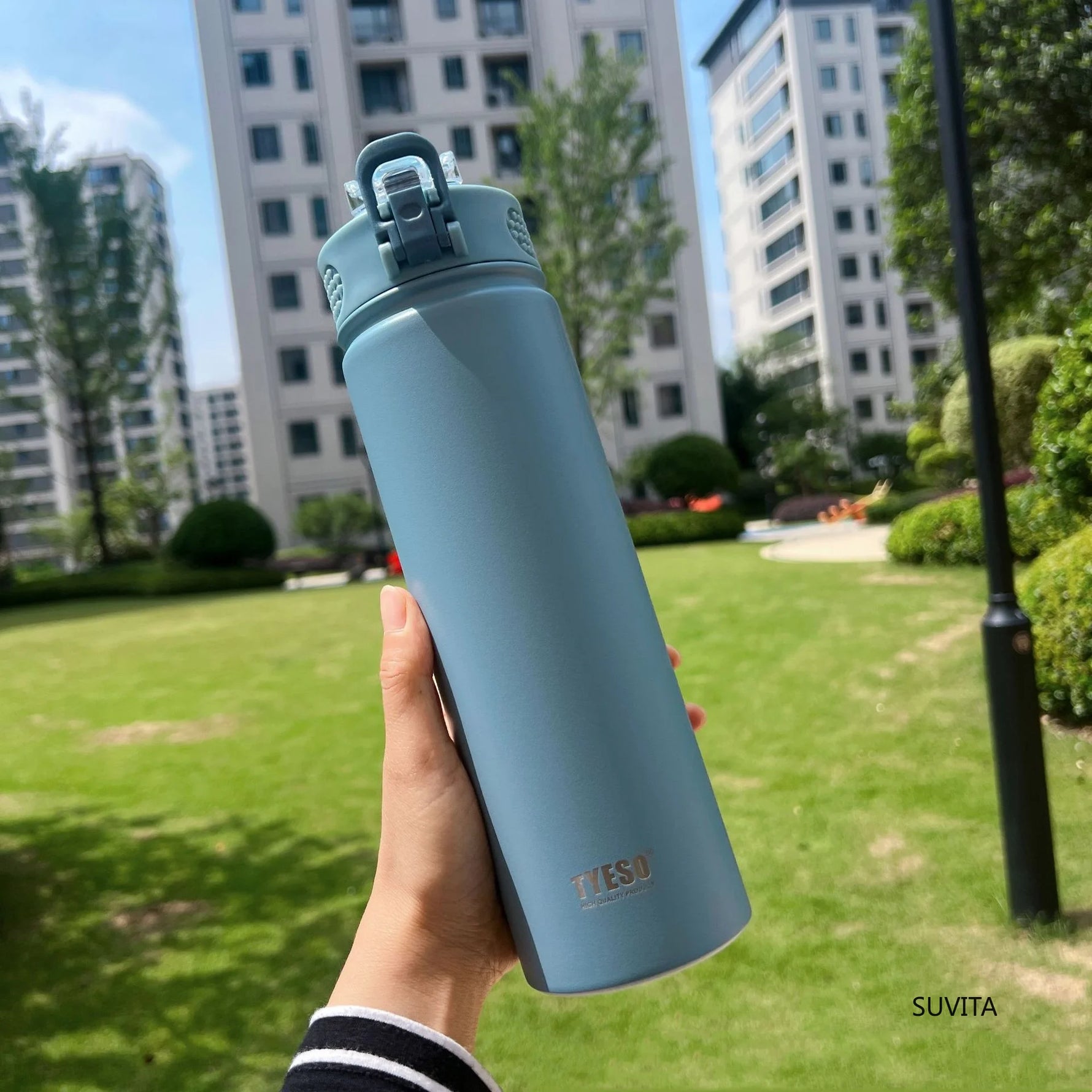 TYESO 600ML/750ML Thermos Water Bottle With Straw Stainless Steel Car Thermal Sports Cup Keeps Cold and Heat Thermal Travel Mug
