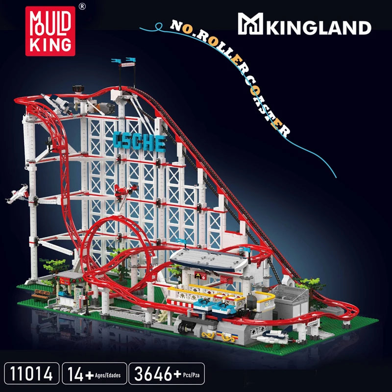 Motorized Roller Coaster Brick Set – Technical Building Model with Moving Train, Perfect Gift for Adults & Teens