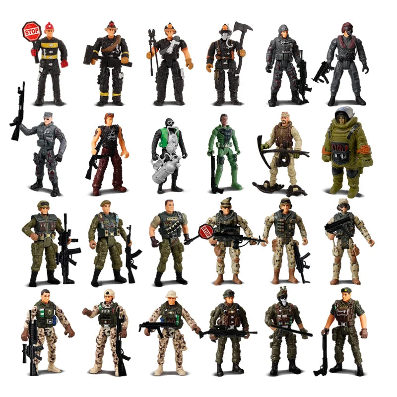 24Pcs/Set Army Men SWAT Team Special Forces Soldiers WWII War Game Action Figures Playset Military Modle For Kid Boy Gift
