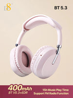 D8 Over Ear  Headphones,  Wireless and Wired Headset Built-in Microphone,  Micro SD Card Slot - (Stealth)  40H Playtime