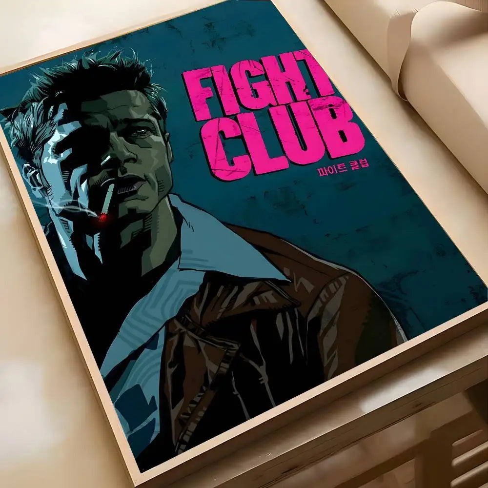 Movie Sticky Fight Club Poster High-definition art sticker Self adhesive waterproof home decoration for living room