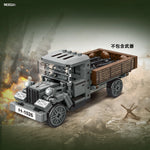 Military Patrol German Opel truck anti-aircraft gun Weapon Building Blocks WW2 Army Soldiers Brinquedos Bricks Classic Kids Toys