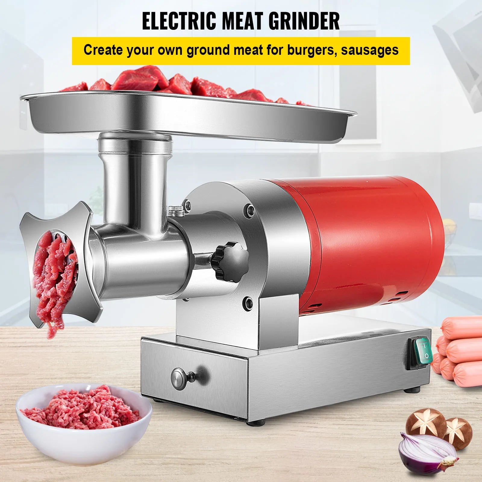 SucceBuy Electric Meat Grinder, 661 Lbs/Hour 1100 W Meat Grinder Machine 1.5 HP Electric Meat Mincer with 2 Grinding Plates,