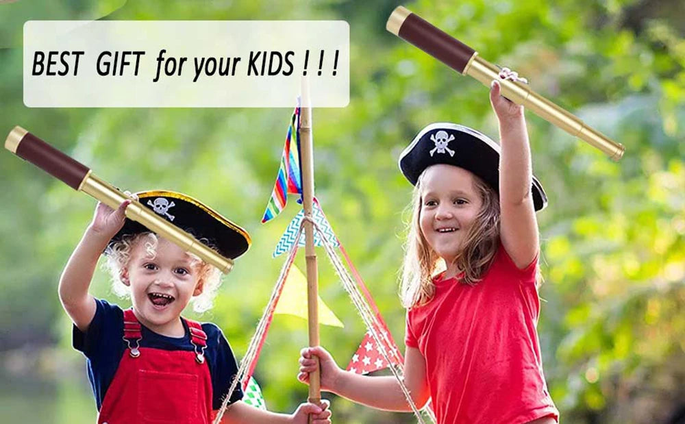 Pirate Monocular Telescope 25x30 High Powered Zoomable Collapsible Monocular Brass Spyglass Handheld for Hunting Hiking Travel