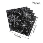 Halloween Party Spider Web Disposable Tableware Set Black Paper Plates Cups Napkin Halloween Birthday Party Decoration Supplies