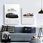 Porsche Cars Poster Self-adhesive Art Waterproof Paper Sticker Coffee House Bar Room Wall Decor