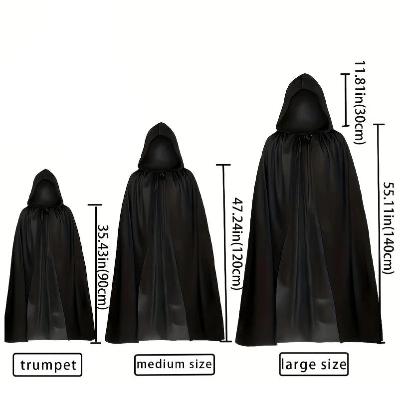 1 Halloween Wicked Witch, Death Cloak With Hat, Classic Long Style, Role Playing Party Dress, Suitable For Both Men and Women