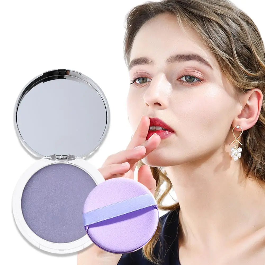 Lavender Pressed Powder Matte Powder Lasting Oil Control Full Coverage Face Compact Setting Powder Makeup Foundation Cosmetics