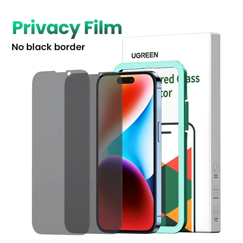 UGREEN 2pcs for iPhone 16 Pro Max Glass Screen Protectors for iPhone 16 Plus Tempered Glass for iPhone 15 14 13 12 HD Film 16pro