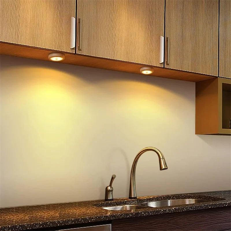 1/3pcs 6 LED Motion Sensor Night Light Wireless Wall Puck Lamp for Closet, Under Cabinet, Stair, Step, Hallway