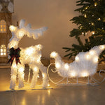 Christmas Decoration Reindeer with Sleigh LED Lighted Elk Xmas Outdoor Yard Lawn Decor Holiday Party Home Ornaments