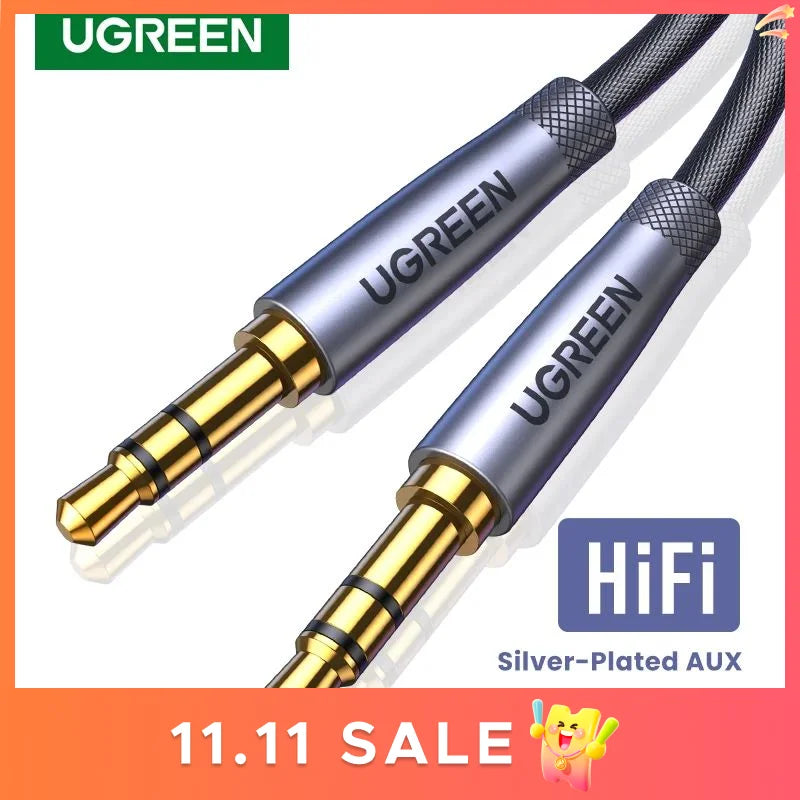 Ugreen Aux Cable Jack 3.5mm Audio Cable for iPhone 3.5 mm Male Cable Aux for Computer Headphone Xiaomi Laptop Car 3.5 Jack Cable