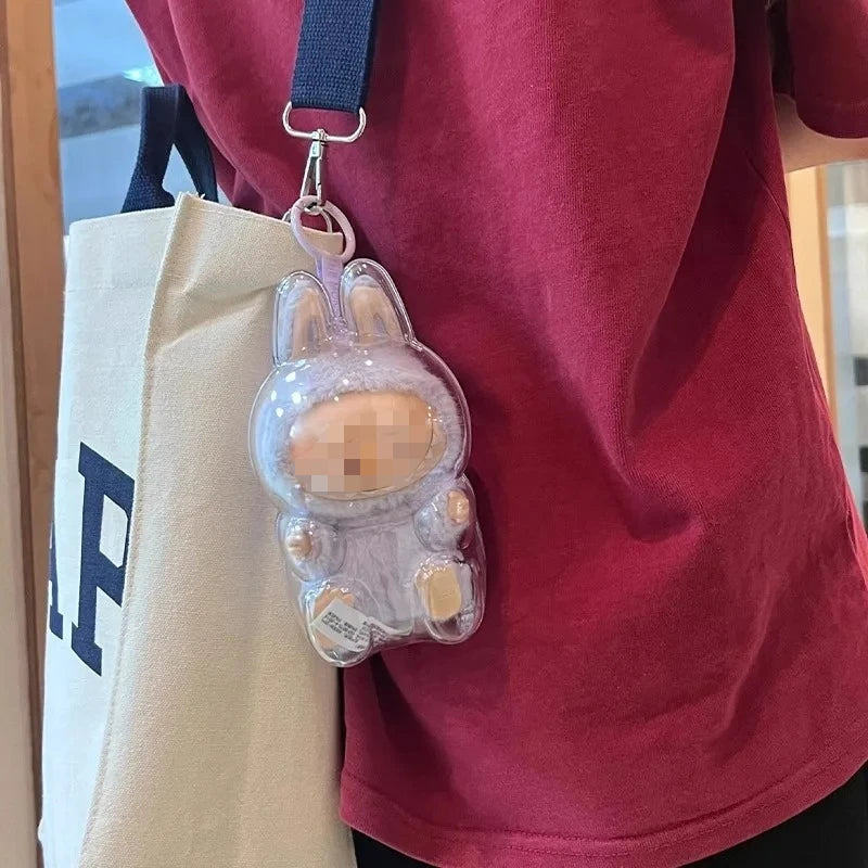 Transparent Protective Cover for Labubu Monster Toy Elf Doll Cover Storage Box Cute Elf Plushie Display Cover for Party Dolls