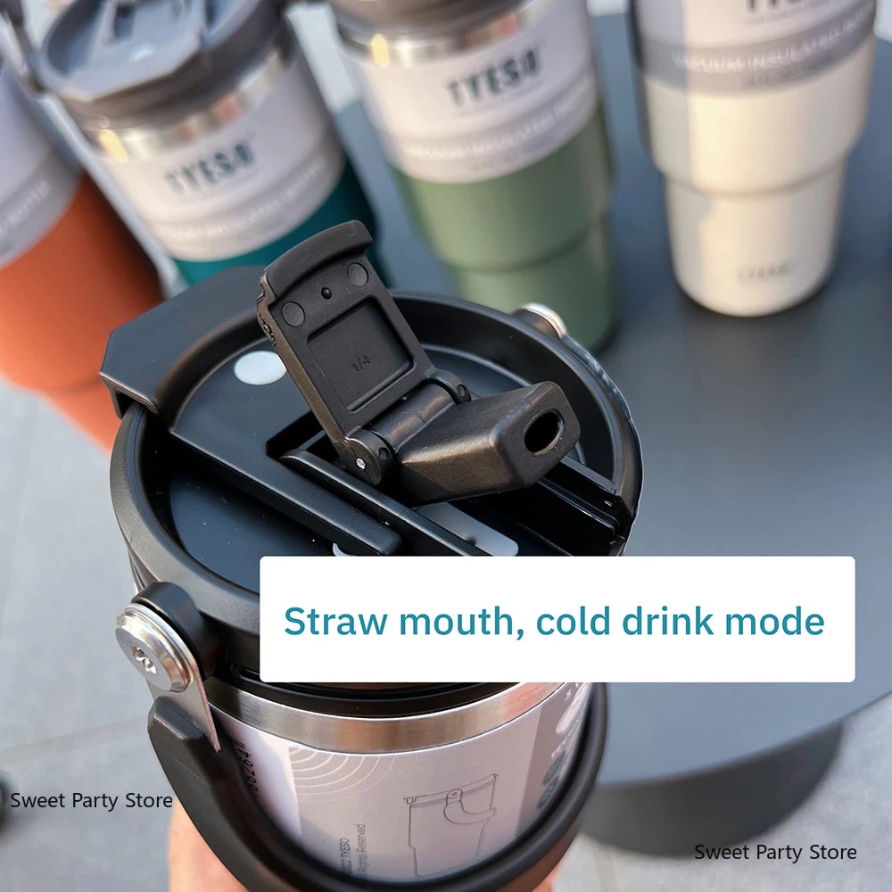 Tyeso 600/750/900/1050/1200ML Stainless Steel Thermos Bottle Car Coffee Cup Sports Water Bottles Keeps Cold and Heat Thermal Mug