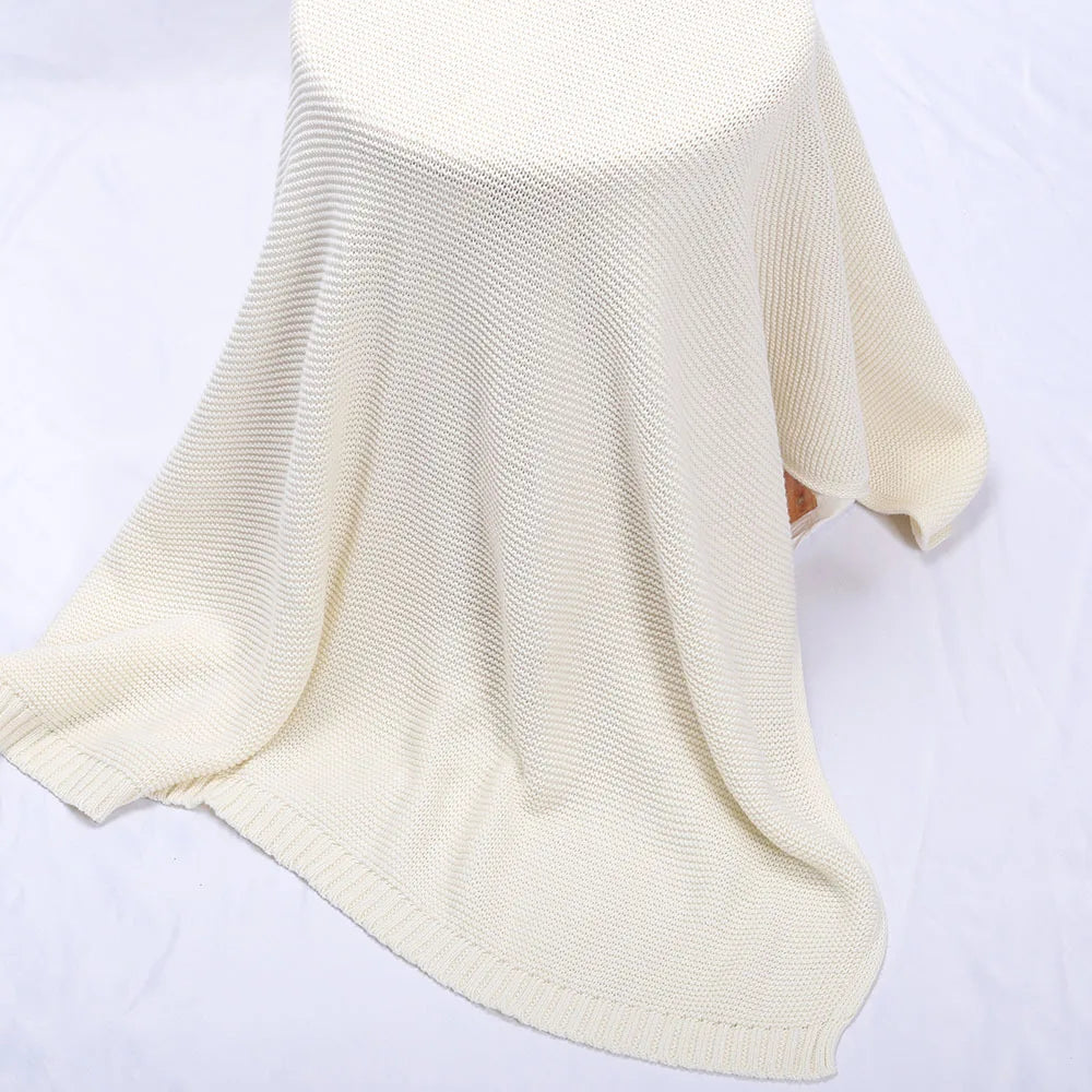 Personalized Kid Name Baby Blanket Embroidered Newborn Stroller Swaddle Breathable Cotton Knitted Bedding