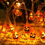 1.5M 10LED Halloween LED Light String Horror Eyeballs Pumpkin Spider Bat Skull Lamp Trick Or Treat Happy Halloween Party Decor