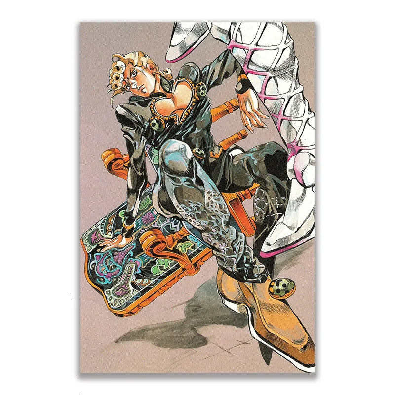 Anime JOJO Bizarre Adventure Retro Poster Canvas Wall Art Printing Waterproof Home Living Bed Room Bar Hallway Aesthetic Decor