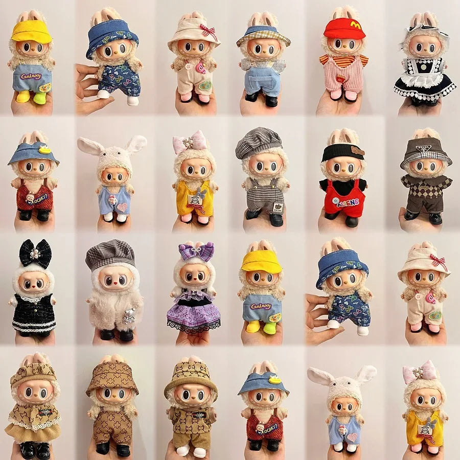 New Labubu Clothing Popular New Products Fashion Velcro 17cm Doll Cute Dress Casual Set Skirt Plush Toy Clothing