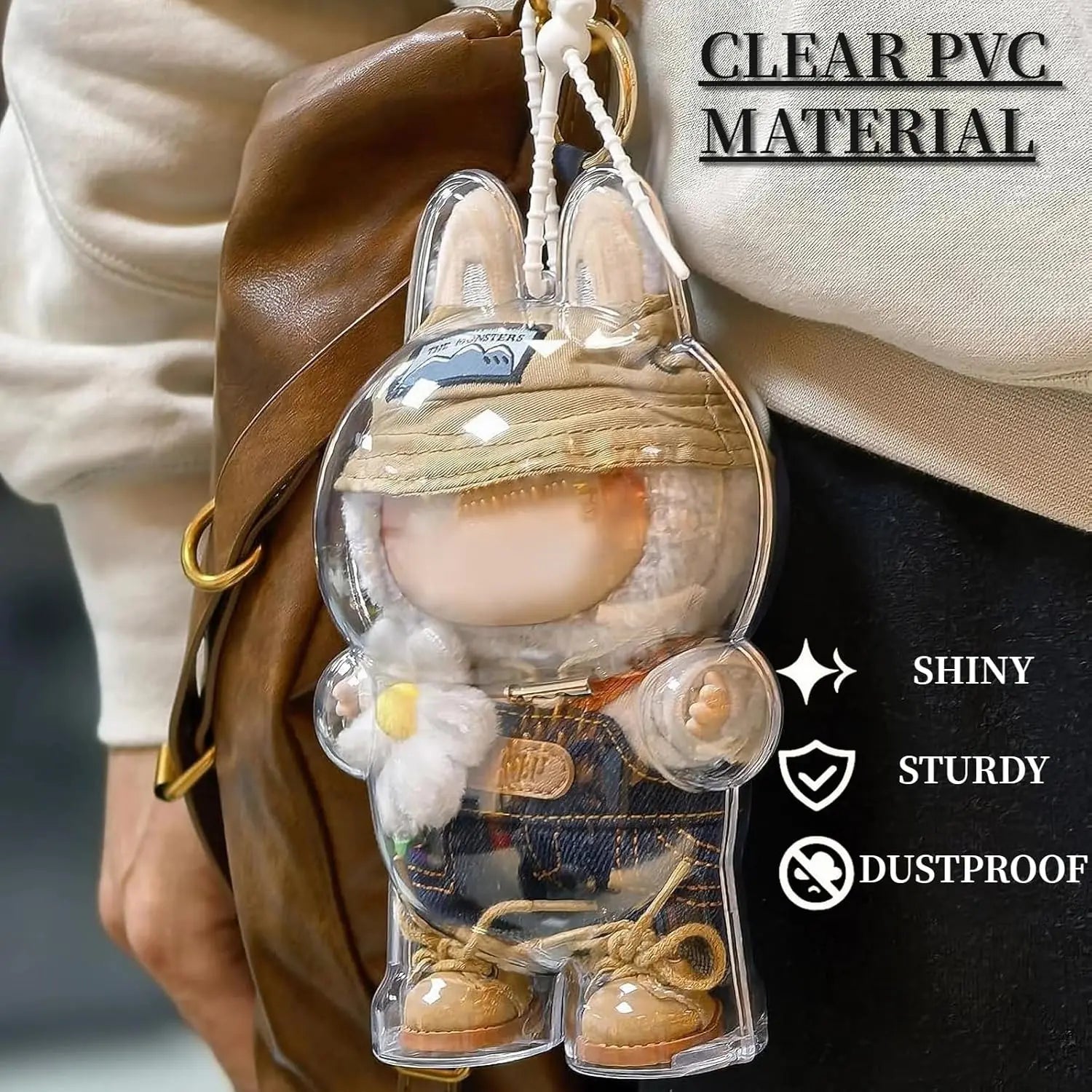 Transparent Cover For LABUBU Clear Macaron Protector Case Dust Sitting Case Popmart Bubble Mart Doll Accessories