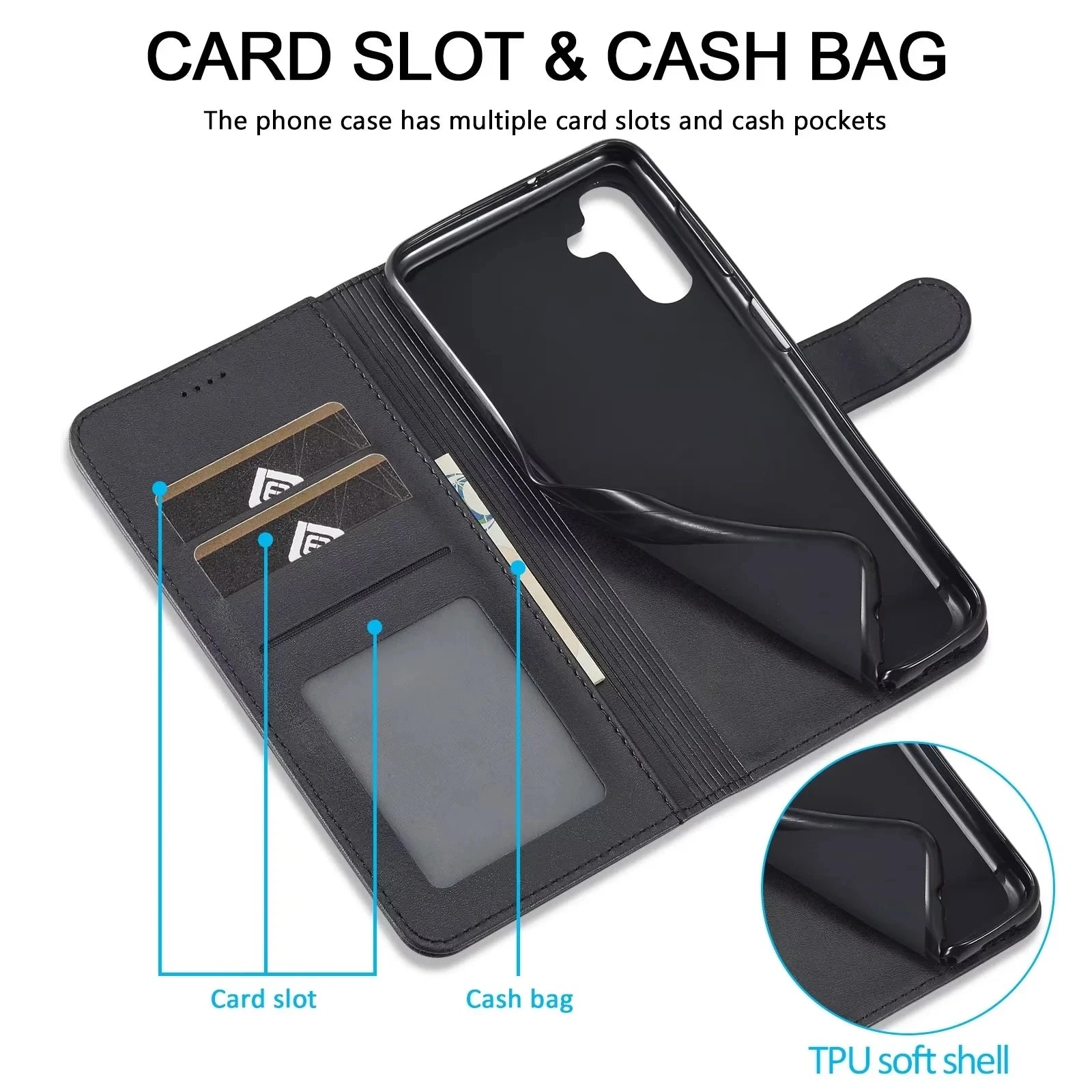 Leather Flip Case For Samsung Galaxy A55 A15 A25 A35 A16 A36 A06 A56 A17 A05S A14 A24 A34 A54 A13 A23 A33 A53 Wallet Cover A52