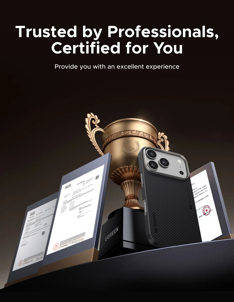 UGREEN Aramid Fiber Case for iPhone 17 Pro Max Aramid Fiber Thin Cover Military Protection Slim Hard Back Case Matte Black